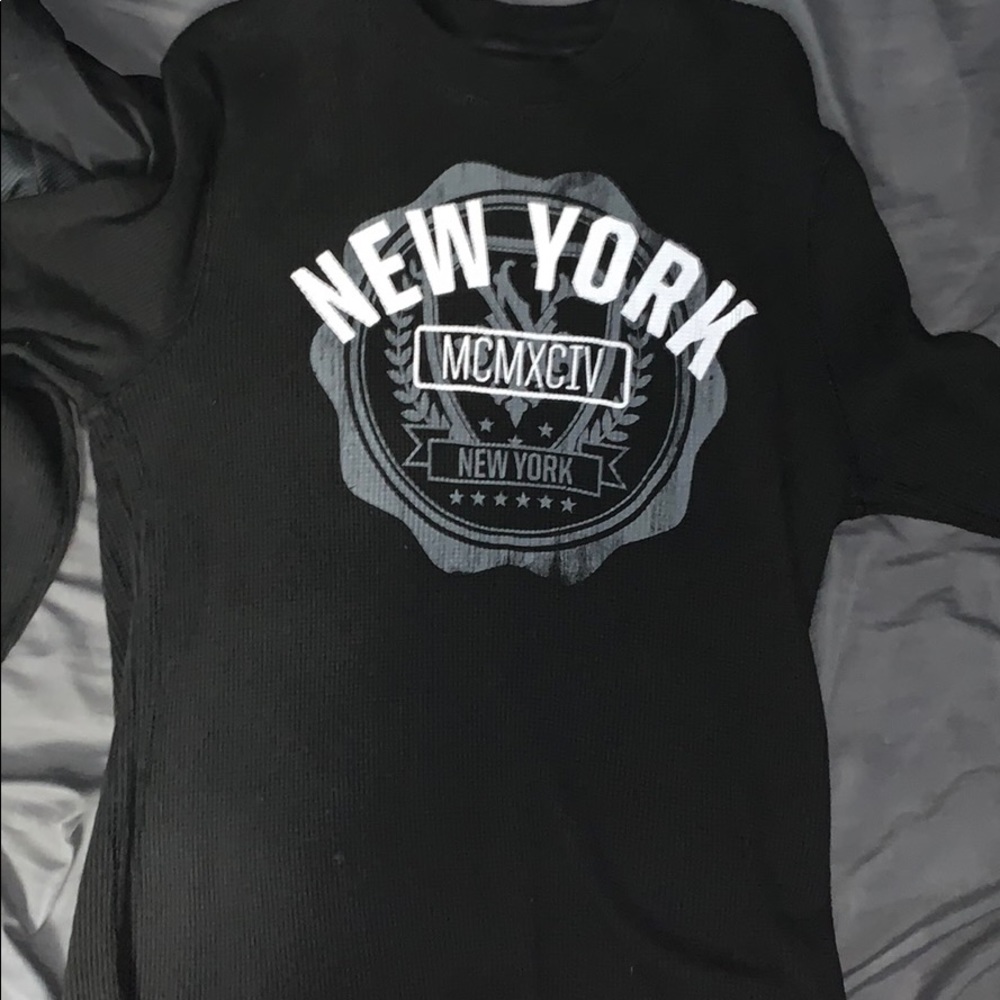 Mens Lg Black New York Long Sleeve Shirt Old Navy